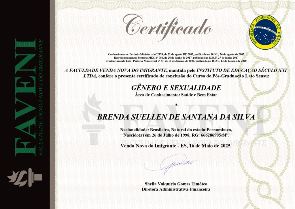 Certificado de Conclusão de Curso - (Pós-Graduação) - BRENDA SUELLEN DE SANTANA DA SILVA - GÊNERO E S